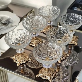 Resim Assa Bazaar ASSA BAZAAR Estrella Ayaklı Kase 6’lı Set - Cam Sunumluk, Tatlı, Dondurmalık & Çerezlik 