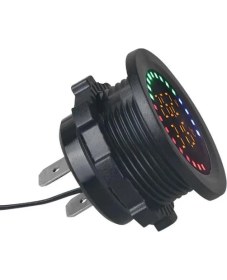 Resim Dijital Akü Voltaj Seviye ve Isı Ölçer 28MM Çap (12-24V Dc) Yuvarlak Panel Tip 