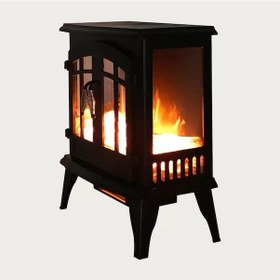 Resim Elektrikli Şömine 1500W Ayaklı Dekoratif Şömine Siyah 