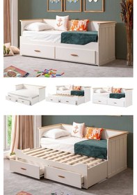 Resim Yavrulu Karyola, Likya Divan Karyola Çekmeceli Açılır Çift Kişilik Karyola Yataksız Tek Kişilik 