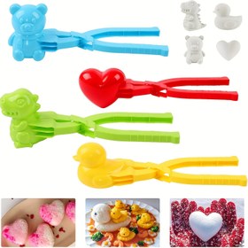 Resim 4 Parça Sevimli Hayvan Şekilli Kaşık ve Kar Topu Maşası ile Suşi & Pirinç Kalıp Seti - Dayanıklı Plastik, Suşi Yapım Kiti, Pirinç Kalıbı, Ördek 