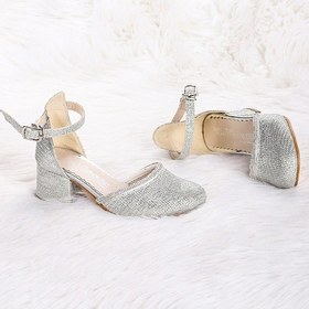 Resim Kiko Kids 771 Çupra Taşlı Kız Çocuk 5 Cm Topuklu Sandalet Ayakkabı Gümüş 