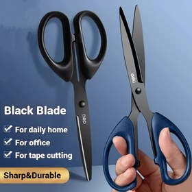 Resim 1 adet Deli Dayanıklı Siyah Kenar Makası, Paslanmaya Karşı Korozyona Karşı Korozyona Karşı Kaplama, Ev, Ofis, El Sanatları Kağıdı ve Bant Kesme Aracı için Çok Amaçlı - Paslanmaz Çelik, Ofis Makası | Ergonomik Sap | Dayanıklı Kesme Aracı, Kesme Makası 