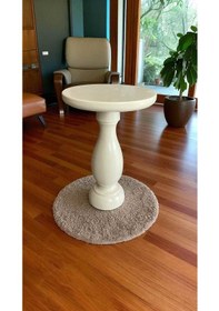 Resim Simillo Doğal Masif Ahşap Tekli Yan Sehpa Krem Renk Modern Mantar Sehpa Kod:trd11619 Beyaz 