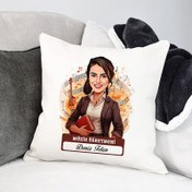 Resim En Başarılı Kadın Müzik Öğretmeni Karikatürlü Yastık 