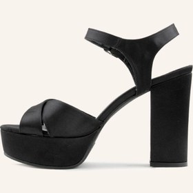 Resim MARCATELLI Siyah Saten Lindon Platform Topuklu Sandalet 