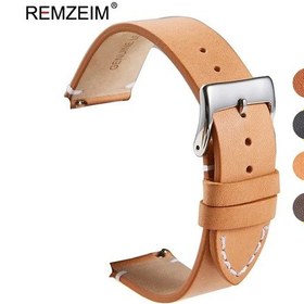 Resim El Yapımı Hakiki Deri Kordonlu Saat 16mm 18mm 20mm 22mm 24mm Yumuşak Vintage Beige 22mm 