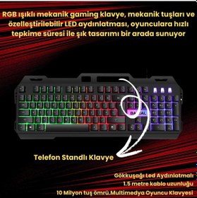 Resim Coofbe Metal Rgb Işıklı Kablolu Q Gaming Oyuncu Klavyesi Mekanik Klavye Su Geçirmez Toza Dayanıklı 