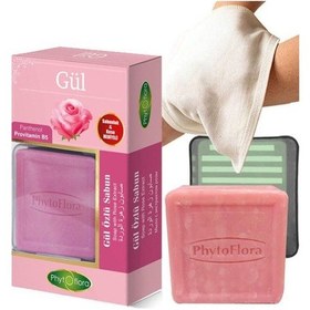 Resim Phytoflora Gül Özlü Sabun + Sabunluk + Kese 