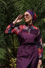 Resim NS TASARIM MAYO Etnik Model Allerli Tasarım Tesettür Tulum Mayo 