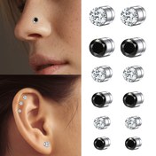Resim 12 adet Sahte Burun Küp ve Küpe Seti, 3mm/4mm/5mm, Delinmeden Klipsli, Güvenli ve Ağrısız, Erkekler ve Kadınlar için Unisex Punk Tarzı Takı, Günlük Giyim, Partiler, Müzik Festivali, Cadılar Bayramı Aksesuarları, Parti Aksesuarları, Hip Hop Tarzı, Taşlı Süslemeler, Paslanmaz Çelik Gönderiler 