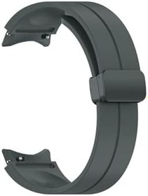 Resim Gpack Samsung Galaxy Watch 7 40mm ile Uyumlu Silikon Mıknatıslı Kordon, Gri Koyu 