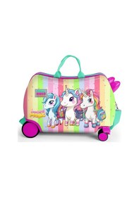 Resim Coral High Kids Renkli Unicorn Desenli Otur-çek Çocuk Valizi 16355 Çok Renkli 