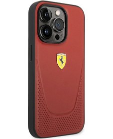 Resim İphone 14 Pro Uyumlu Kılıf Ferrari Deri Delikli Dizayn Kapak 