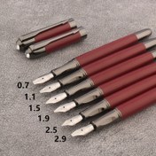Resim 1 Adet Metal Dolma Kalem, Mat Koyu Kırmızı, Paralel Uçlu, Yeniden Doldurulabilir, Tıklamalı Kapak, İş Ofis Yazma Aracı 