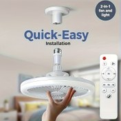 Resim LED Akıllı Fan Işığı, 3 Hız, LED Karartma, 3 Renk, 17 Mod, Görünmez Bıçak, Dahili, LED Karartma, Uzaktan Kumanda, E27, Modern Minimalist, Düşük Profil Tavan Fan Işığı ile, Oturma Odası, Yatak Odası, Yemek Odası, Ofis için Uygun 