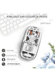 Resim Nomker GTX Jaculus 10.4 " Uyumlu Şeffaf Tasarım Sessiz Kablosuz Mouse 