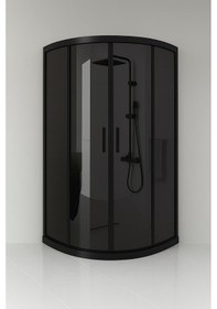 Resim Duşakabin Füme Temper Cam Elegant Seri Oval Siyah Profil - Yükseklik: 190 Cm Siyah 