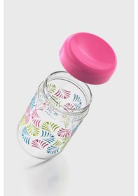 Resim Renga Linea 660 Ml Yelpaze Desenli Cam Kavanoz 132072 Fuşya 