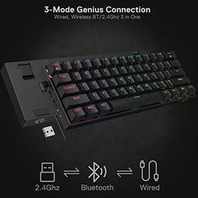 Resim Redragon K530 Pro Draconic Türkçe Q 60% Kompakt Kablosuz - Bluetooth 2.4G Brown Switch Mekanik Siyah Klavye 