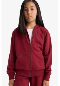 Resim Defacto Kız Çocuk Basic Düz Kapüşonlu Fermuarlı Sweatshirt C8110a825aubr281 Bordo 
