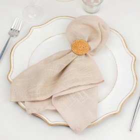 Resim El Yapımı Ahşap Halkalı Rattan Peçete Yüzüğü - 6'lı Set 