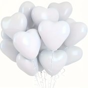 Resim 30 Parlak Beyaz Kalp Şekilli Dayanıklı Lateks Balonlar - 25.4 cm Sevgililer Günü, Nişan, Yıldönümü, Düğün ve Doğum Günü Kutlamaları için Mükemmel | Yansıtıcı Yüzey Gerekli Parti Balonları | Parlak Yüzey Kalp Balonları, Cadılar Bayramı Süsleri, Noel Süsleri 