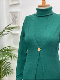 Resim Esre Store 4440 - Yelek Elbise Tesettür İkili Takım Yeşil 