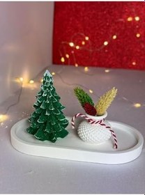 Resim Yılbaşı Çam Ağacı ve Mini Saksı Biblo Seti 