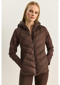 Resim Shade Kadın Kapüşonlu Fermuarlı Garnili Slim Fit Şişme Mont 1123 60283816 - Acı Kahve Kahverengi 