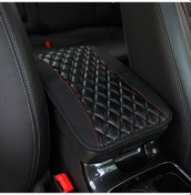 Resim Araba Merkezi Konsol Kapağı Mat Pu Deri Deri Araba Kökeni Kapağı Siyah , Boyut:32x19cm 