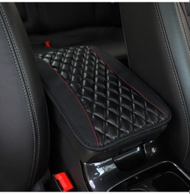 Resim Araba Merkezi Konsol Kapağı Mat Pu Deri Deri Araba Kökeni Kapağı Siyah , Boyut:32x19cm 