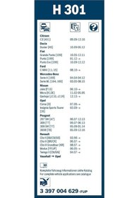 Resim Fiat Punto Evo Bosch Arka Silecek 30CM 2009-2014 H301 