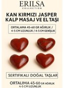 Resim Sertifikalı Kan Kırmızı Jasper Kalp Masaj Ve El Taşı Güç, Kararlılık Ve Enerji Dengeleyici Kristal 