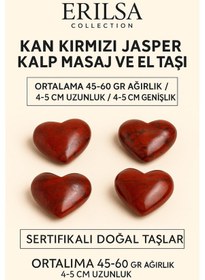 Resim Sertifikalı Kan Kırmızı Jasper Kalp Masaj Ve El Taşı Güç, Kararlılık Ve Enerji Dengeleyici Kristal 