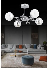 Resim İstanbul Avize Ledli Nairobi Gümüş 4'lü Lüx Modern Led Avize 