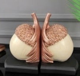 Resim Rustic Acorn Bookends, Nature-Inspired Book Stoppers, Oak Leaf Bookend Set, Woodland Home Decor, Acorn Bookends Set, Oak Leaf Bookends, Acorn Bookshelf, Oak Leaf Bookshelf - Object-11 