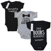 Resim Jeemson 3'lü Tam Pamuk Bebek Kısa Kol Romperı - Yumuşak Nefesli, Kolay Giyim, Bez Değişimi Kolay, 9-12 Ay Çok Renkli 