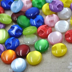 Resim 50/100 adet Kıyafet Şeker Rengi Göz Kedi Taş Reçine Düğme Gömlek Düğmesi Dikiş DIY El Sanatları 
