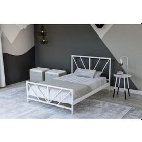 Resim Metalia Gm 228 Gözde Beyaz Tek Kişilik Karyola 90X190 