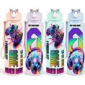 Resim 1 Adet Kişiselleştirilmiş Oyun Temalı Su Matarası - İsim/Metinli, 25oz Büyük Kapasiteli Sızdırmaz Termos, Kontrolcülü ve Neon Detaylı Tasarım (Pastel Renkler: Mor / Beyaz / Gri / Siyah) - Xbox/PS5/PC/Switch Uyumlu - Sporcu, Seyahatçi, Şehirliler için Mükemmel Hediye 