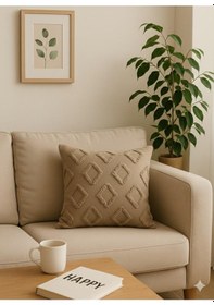 Resim Kırlent Kılıfı 43x43 Cm Çift Taraflı, Fermuarlı, Lüks Şönil Kumaş Koltuk Örtüsü İle Uyumlu 1 Adet VİZON 
