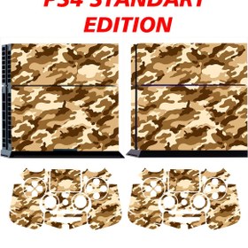 Resim KT Decor Kahverengi Kamuflaj Playstation 4 Full Sticker Kaplama Seti 