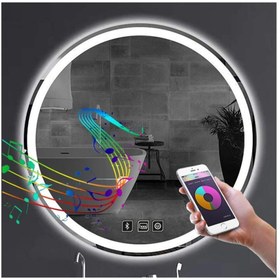 Resim GLOBAL LED MIRROR 85cm Bluetoothlu Dokunmatik Tuşlu Buğu Yapmayan Ledli Yuvarlak Banyo Aynası 