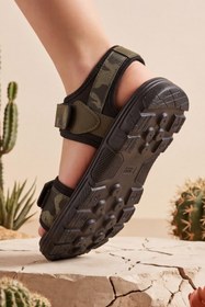 Resim Nature Step - Kamuflaj Detaylı Haki Çift Cırtlı Erkek Çocuk Sandalet 