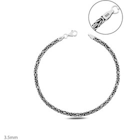 Resim 3,5 mm Kare Kral Zincir 925 Ayar Gümüş Bileklik 
