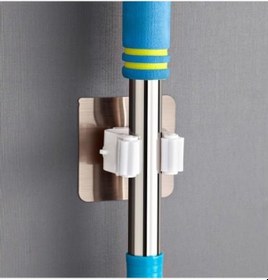 Resim 4 Adet Pratik Fırça Süpürge Paspas Mop Tutucu Askı Aparatı Yapışkanlı Sihirli Tutacak Altın 