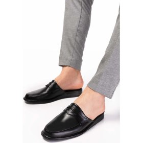 Resim Gondol Erkek Deri Damat Ev Terliği KAYAŞ.9011 - Siyah - 43 