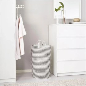 Resim IKEA 60 Litre Çamaşır Torbası,sepeti Beyaz-Siyah Katlanabilir Sepet 