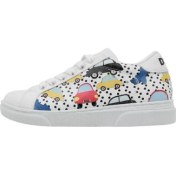 Resim Unisex Çocuk Vegan Deri Beyaz Sneakers - Just Go Somewhere Tasarım 